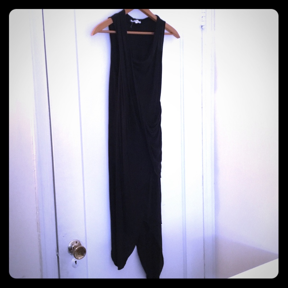 Helmet Lang Stretch Asymmetrical Hem Dress